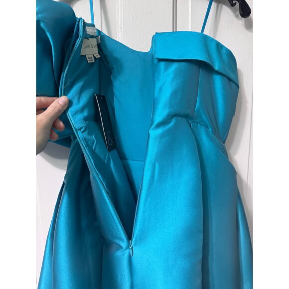 NWT Sachin Babi Teal Blue Clarissa Strapless Maxi Gown Dress Size 6 - Picture 14 of 16